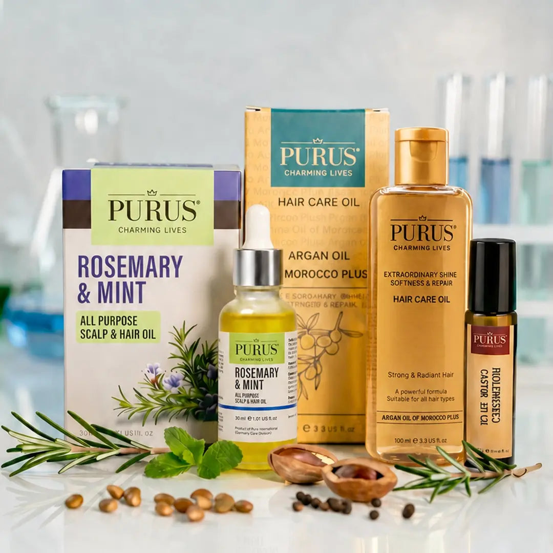 Purus Argan, castor oil and rosemary oil bundle