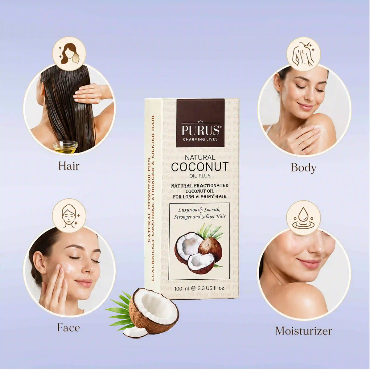 Purus Natural Coconut Oil Plus product box 